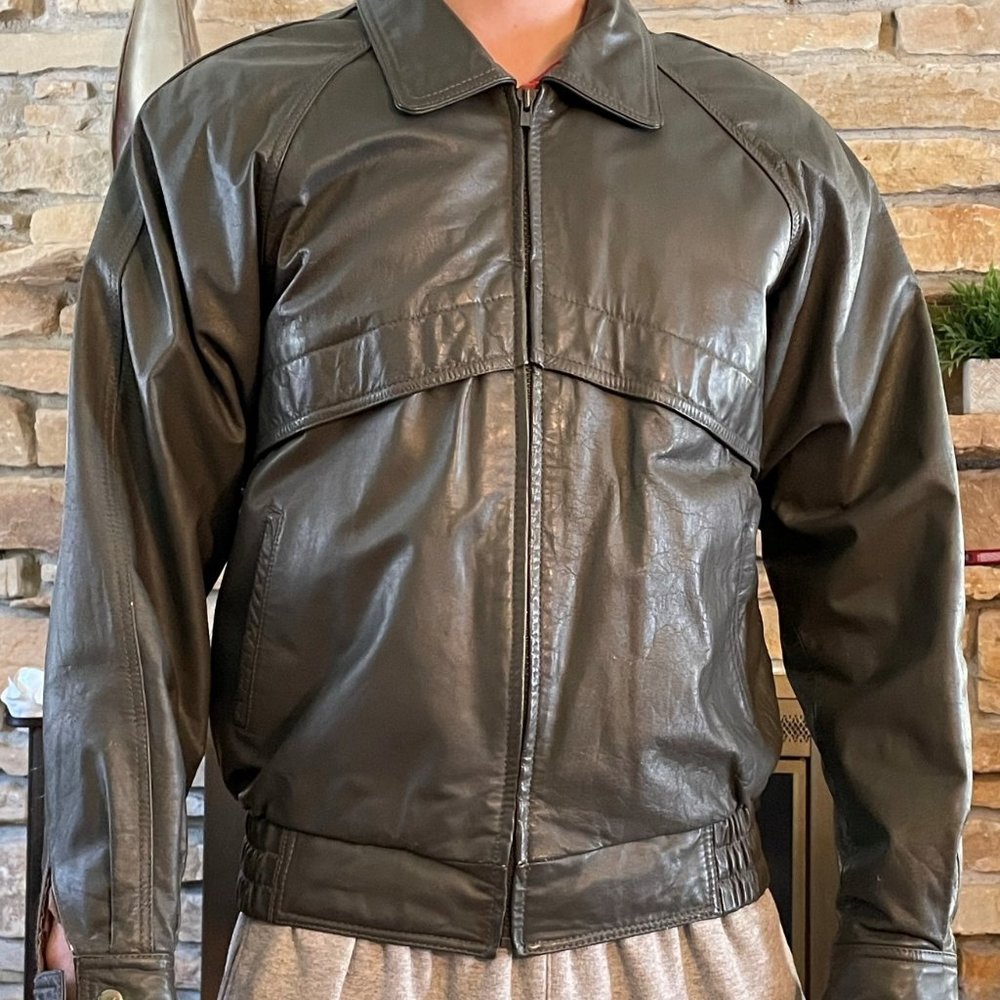 Men's gray leather jacket